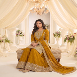 Royal Chinon Embroidered Sharara Suit Set